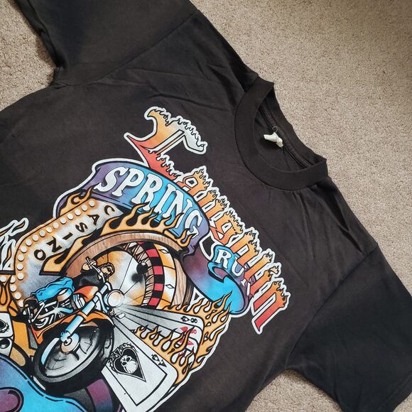 Vintage 90s Laughlin Size Medium Mens Spring Run 1998 Sun Faded 2 Sided T-Shirt - Picture 3 of 8